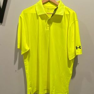Under Armour neon yellow dri-fit polo shirt.